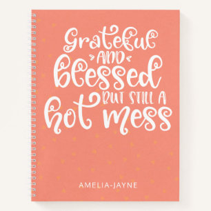 Coral Grateful And Blessed Gratitude Journal