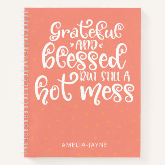 Coral Grateful And Blessed Gratitude Journal
