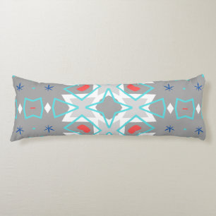 Coral Gray Mandala Pattern Geometric Floral Boho Body Cushion