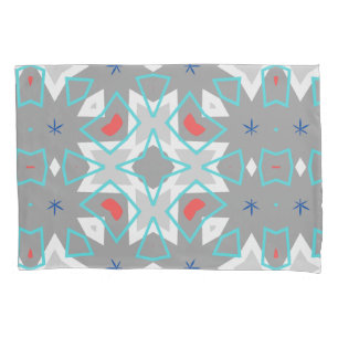 Coral Gray Mandala Pattern Geometric Floral Boho Pillowcase
