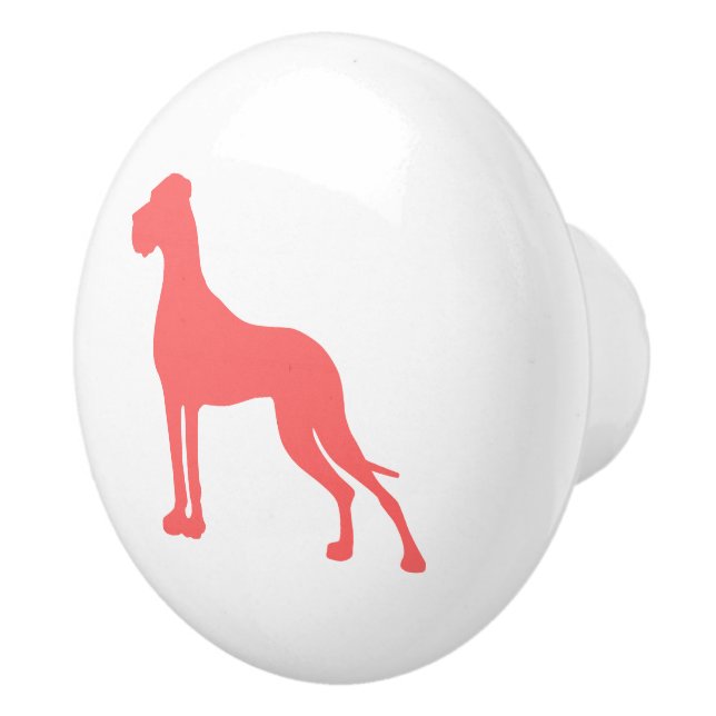 Coral Great Dane Ceramic Knob (Right)