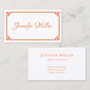 Coral Greek Key Minimalist Business Card