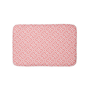 Coral Greek Key Pattern Bath Mat