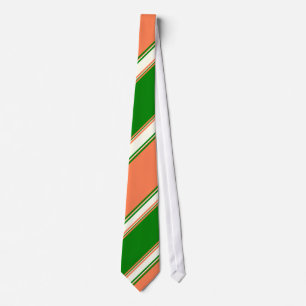 Coral Green and Ivory University Stripe Tie