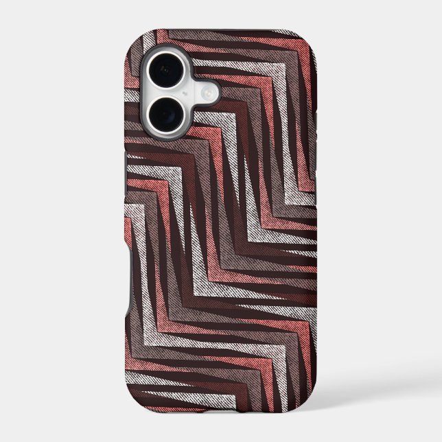 Coral, grey, brown zigzag pattern. (Back)