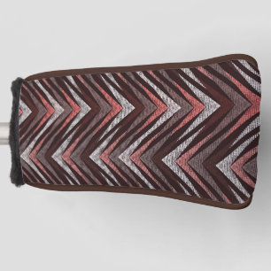Coral, grey, brown zigzag pattern. golf head cover