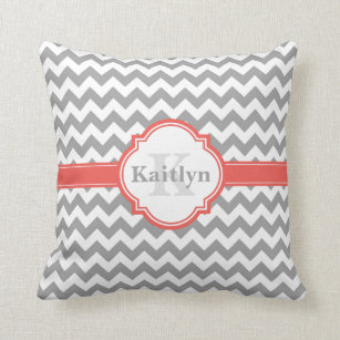 Coral Chevron Pattern Decorative Throw Cushions Zazzle Uk