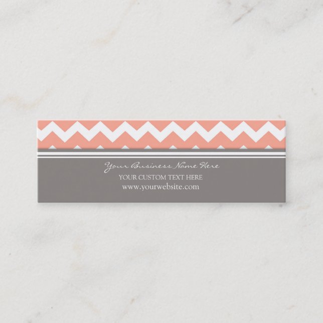 Coral Grey Chevron Retro Business Cards (Front)