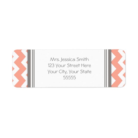Coral Grey Chevrons Custom Return Address Labels