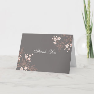 Coral Grey Floral Baby Shower Hostess Thank You Card
