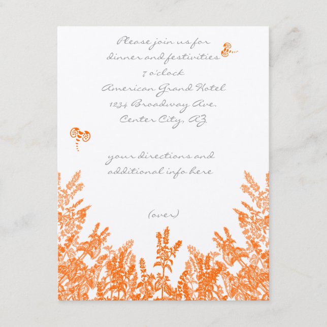 Coral & Grey Flower Bee Enclousure Card (Front)