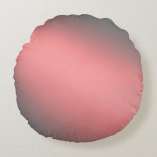 Coral Grey Monochrome ombre moonlight Round Cushion