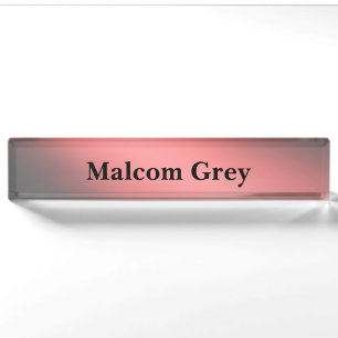 Coral & Grey moonlight ombre effect Nameplate