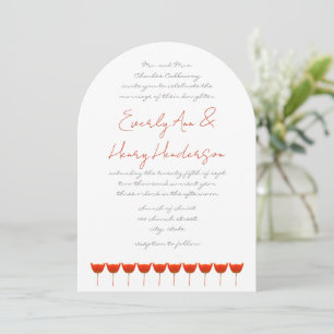 Coral & Grey Poppies Butterfly Wedding Invitation