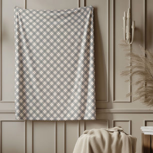 Coral Grey Tartan Throw Blanket in Cozy Design