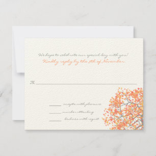 Coral Grey Tree Monogram Response Card
