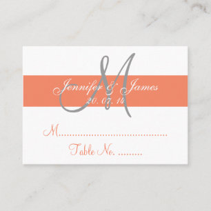 Coral Grey Wedding Reception Escort Card