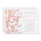 Coral, Grey White Floral Wedding Invitation