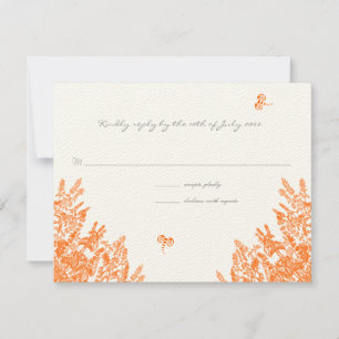Coral & Grey Wildflower Bee Wedding RSVP