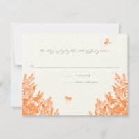 Coral & Grey Wildflower Bee Wedding RSVP