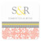 Coral Grey Yellow Monogram Envelope Seal
