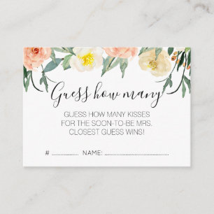 Coral Guess How Many Kisses Bridal Shower Game Enclosure Card