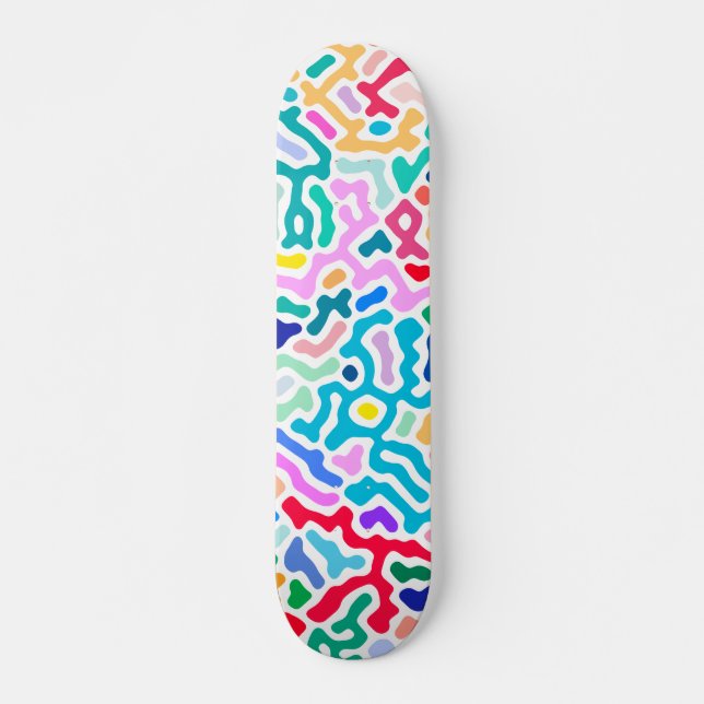 Coral - happy colourful skateboard (Front)