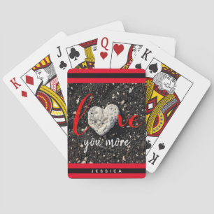 Coral Heart Hawaii Black Sand Beach Love You More Playing Cards
