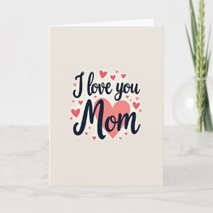 Coral Heart I Love You Mum Card