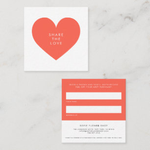 Coral Heart Minimalist Share the Love Referral Card