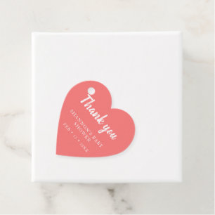Coral Heart  Thank You Baby Shower for girls Favour Tags