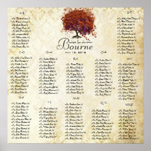Coral Heart Tree- 100 to 150 guests - alphabetical Poster