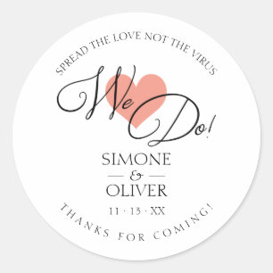 Coral Heart We Do Quote Wedding Elegant Sanitizer Classic Round Sticker