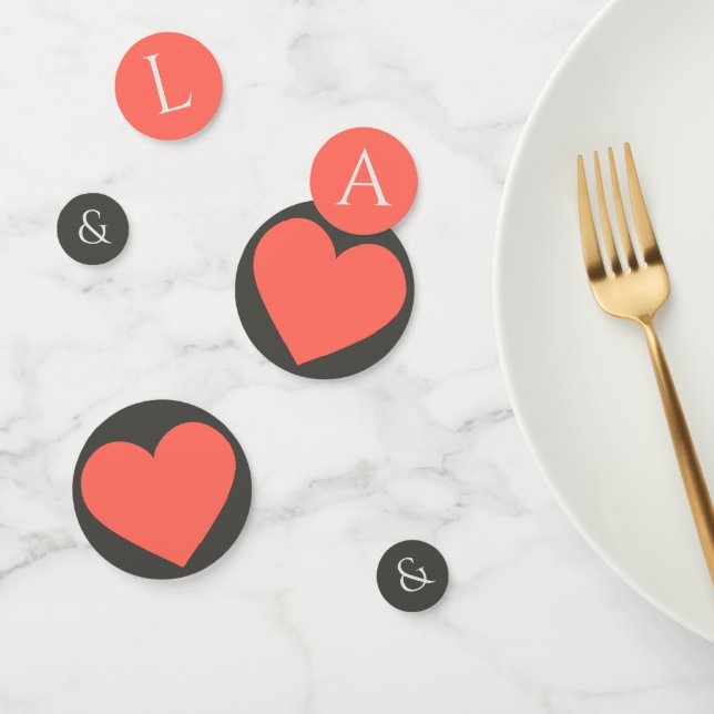 Coral Heart Wedding Confetti (Group)