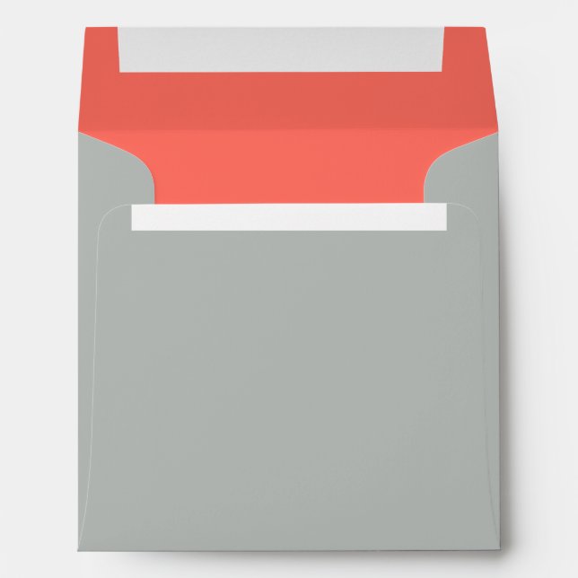Coral Heart Wedding Envelope (Back (Bottom))