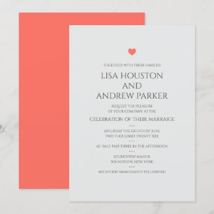 Coral Heart Wedding Invitation