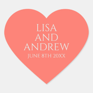 Coral Heart Wedding Sticker