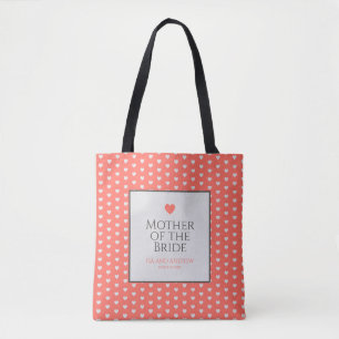 Coral Heart Wedding Tote Bag