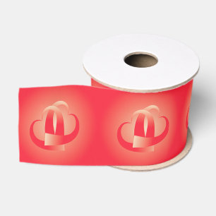 coral hearts hugging grosgrain ribbon