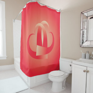 coral hearts hugging shower curtain