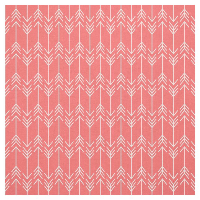 Coral Herringbone Arrows Fabric (Swatch)