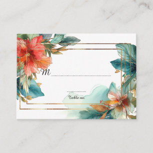 Coral Hibiscus Serenade Paradise Place Card
