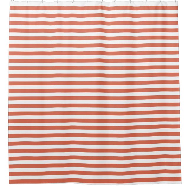 Coral Horizontal Stripes Shower Curtain (Front)