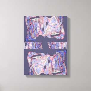 Coral & Indigo Abstract Flowing Forms Canvas Print