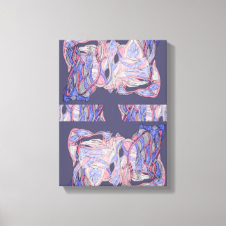 Coral & Indigo Abstract Flowing Forms Canvas Print