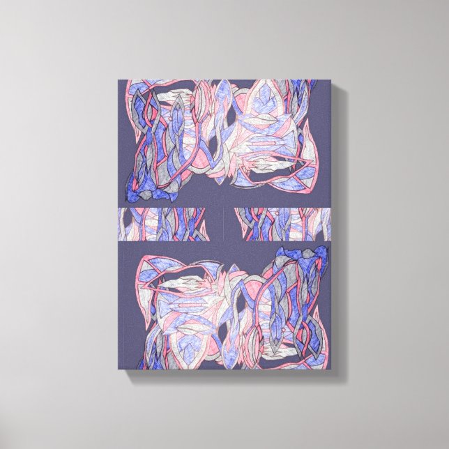 Coral & Indigo Abstract Flowing Forms Canvas Print (Front)