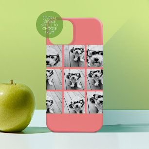 Coral Instagram Photo Collage with 9 photos iPhone 15 Case