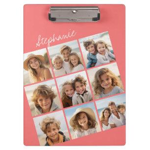 Coral Instagram Photo Collage with 9 photos Clipboard