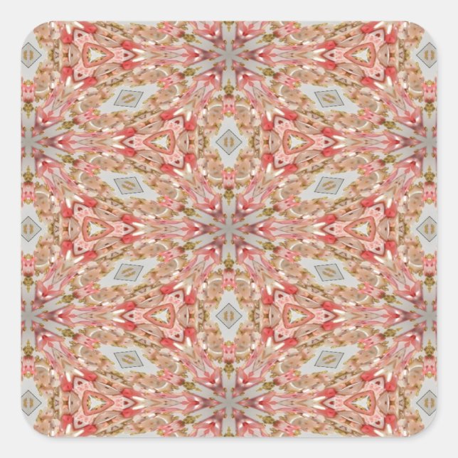 Coral Kaleidoscope Square Sticker (Front)