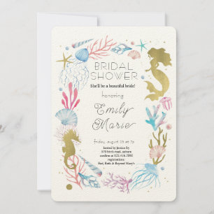 Coral Kisses & Ocean Wishes Bridal Shower Invitation